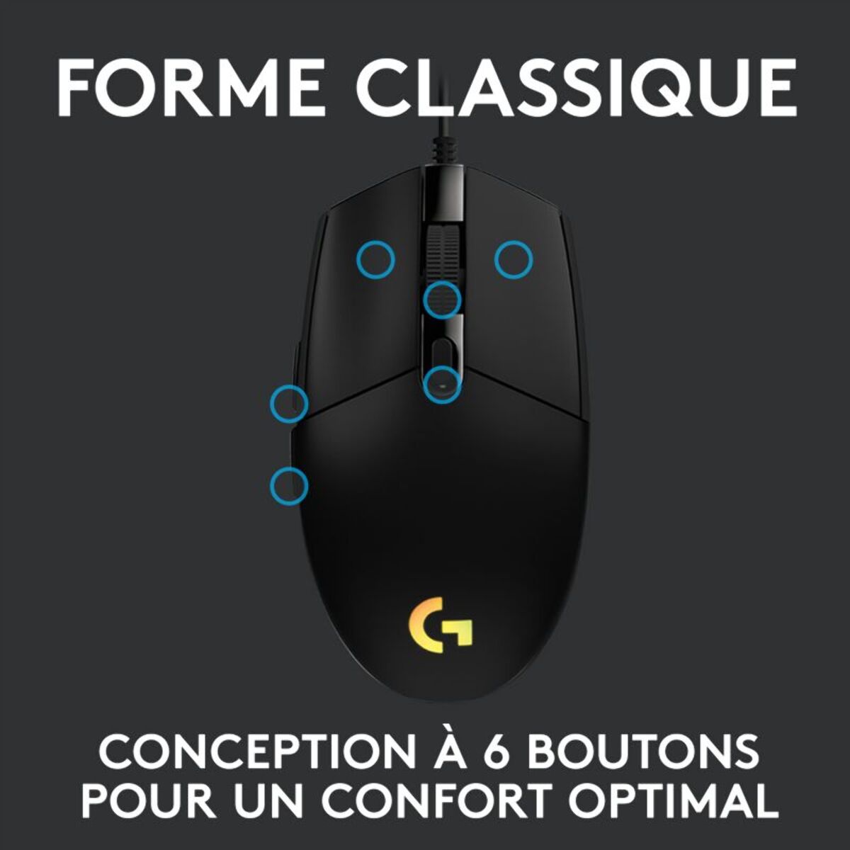 Souris Gamer Filaire LOGITECH G203 LIGHTSYNC GAMING MOUSE noire