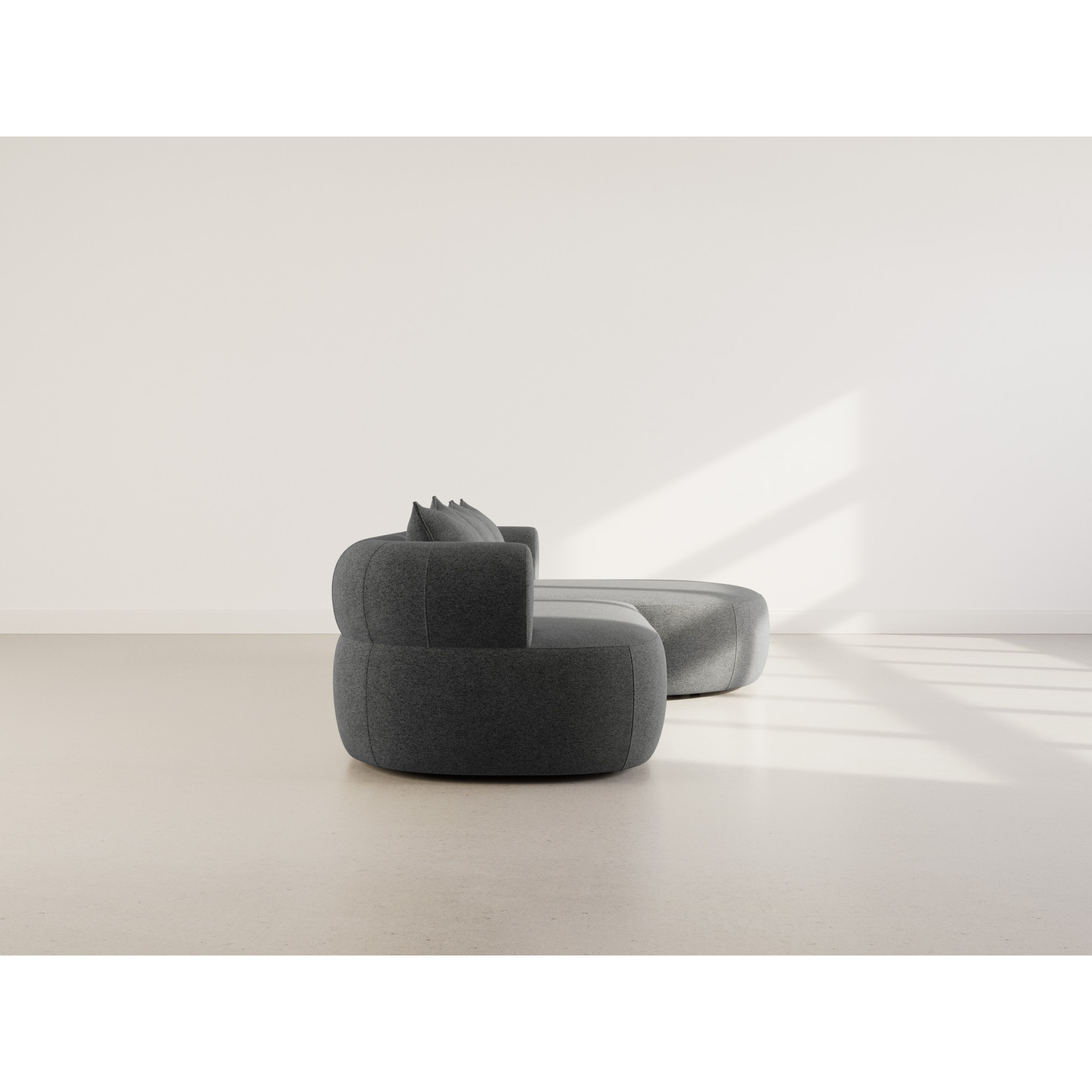 Angela - canapé d'angle droit 4 places en velours texturé - Noir