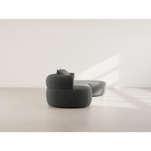 Angela - canapé d'angle droit 4 places en velours texturé - Noir