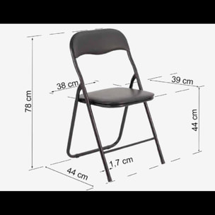 Set 6 Sedia Pieghevole Slim Opaca Metallo Sedie Salvaspazio Ufficio Casa Campeggio Salotto Cucina Ecopelle Comoda Seduta Imbottita 78x44x44 cm Nero