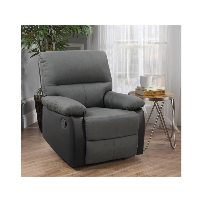 Fauteuil relax "Lincoln" - 90 x 89 x 103 cm - Blanc/Gris clair