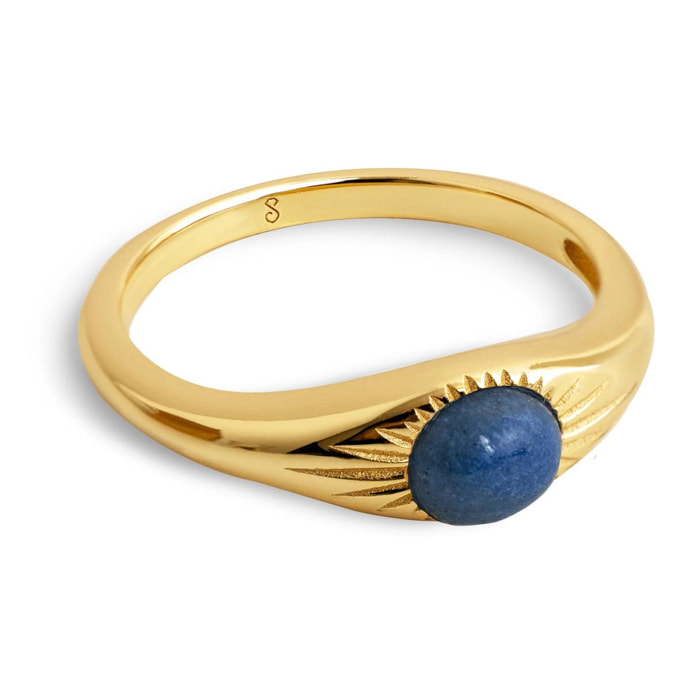 Anillo Olivia Blue Plata Baño Oro