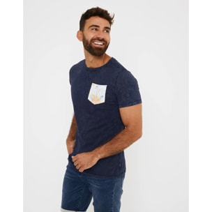 Camiseta Manga Corta Bolsillo Azul Marino - Larix