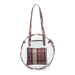 IRIA QUINTANA Borsa a Spalla da Donna Asti. Materiale PVC PU Pelle Sintetica Stampata 42x14x32 Cm. Beige