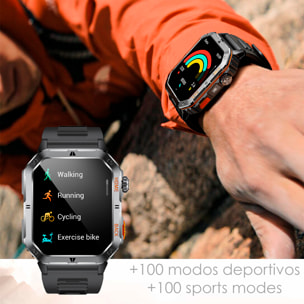 Smartwatch MT62 con corona multifunzione intelligente, assistente vocale, misurazione dell'O2 e oltre 100 modalità sportive.