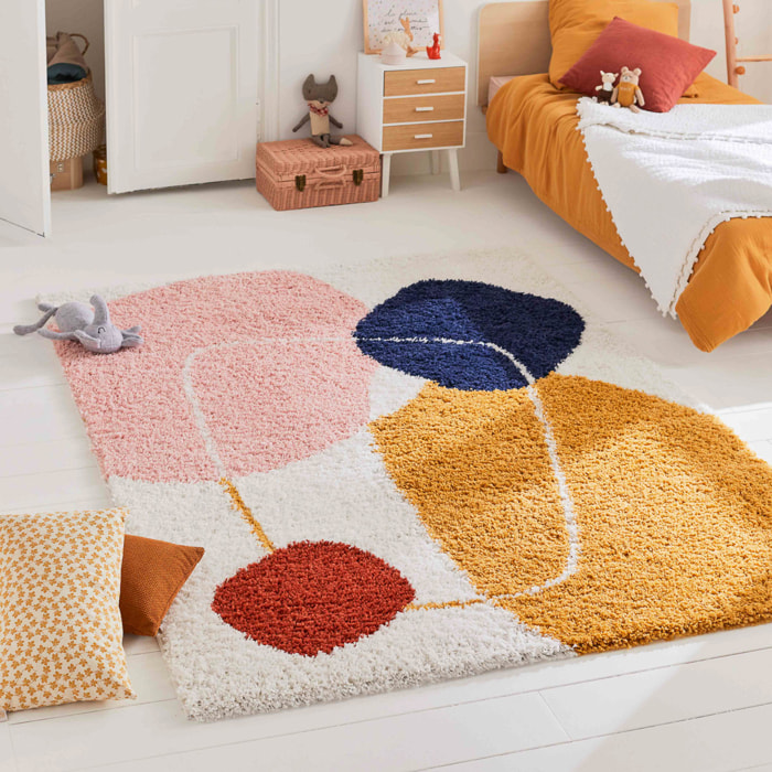 Aquarelle - tapis chambre d'enfant en laine artificielle à motif géométrique multicolore
