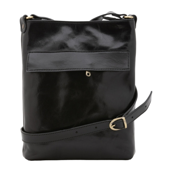 Borsa a tracolla uomo in vera pelle - Modello False - Made in Italy - 26.0 x 34.0 x 5.0 cm