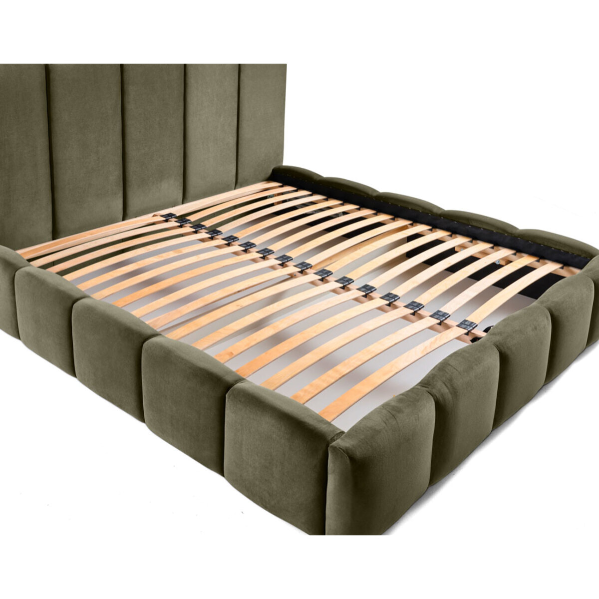 Torreon - lit coffre - 140x200 - sommier inclus - en velours - Vert