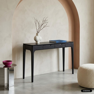 Console bois d'hévéa placage frêne 2 tiroirs ALIENOR
