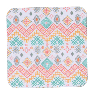 Sottobicchiere in legno confezione da 6 pezzi bianco quadro cm10x10h0,5