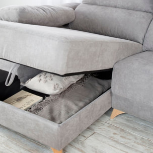 Canapé d'angle Dandy -textile, mousse pu, bois et panneau de particules-couleur gris 295 x 103 x 170 cm