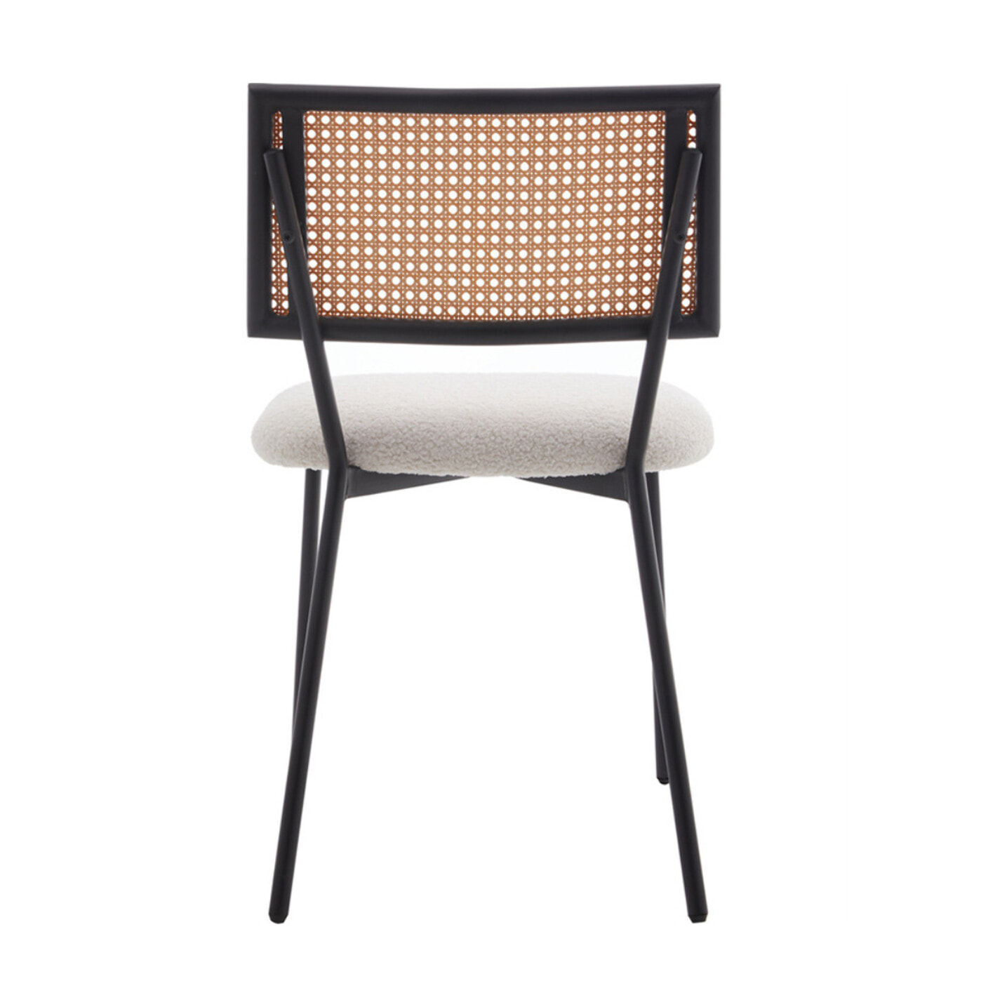 Luciano - lot de 2 chaises cannage - en tissu bouclette - Beige