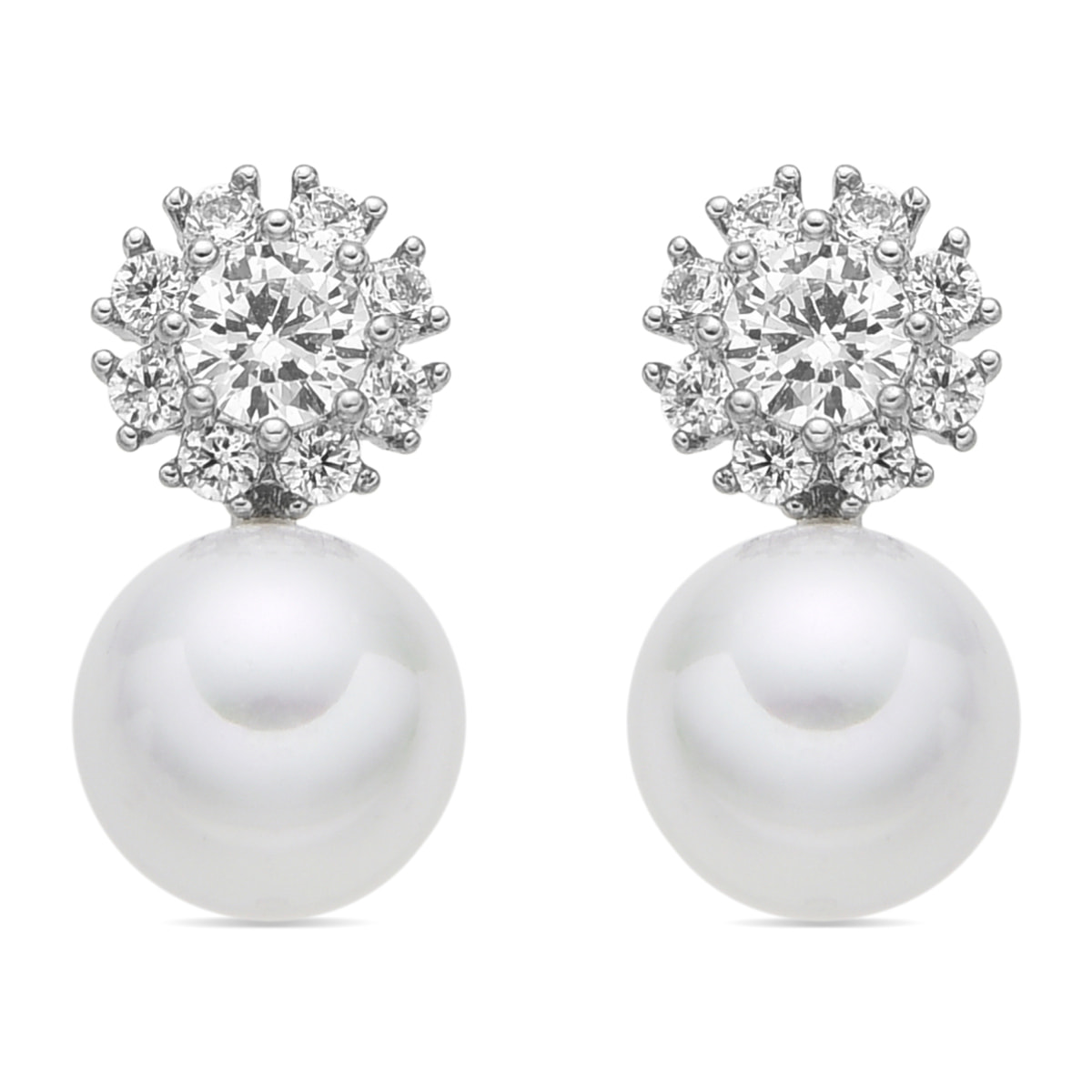 Pendientes acabado plata y Perla Blanca