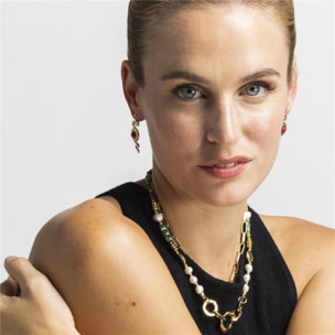 Collar con Perla Blanca acabado oro 18k