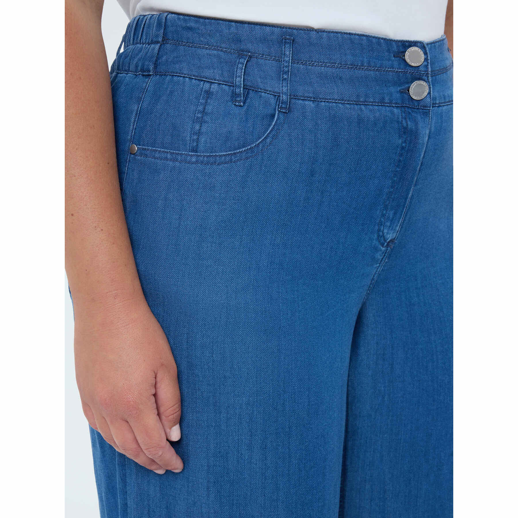 Fiorella Rubino - Jeans cropped de Tencel - Azul