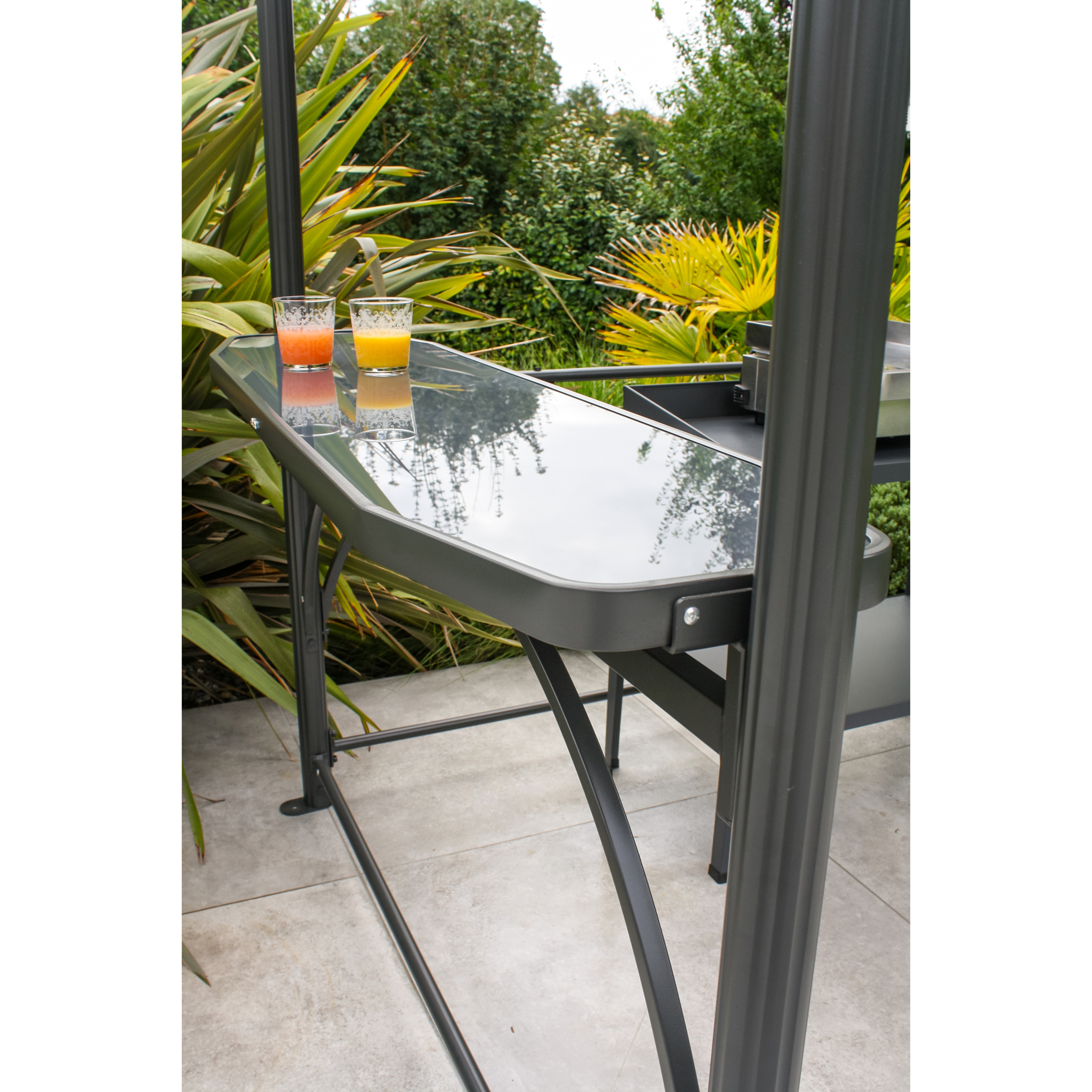 ABRI-BARBECUE - Abri de jardin en aluminium et polycarbonate gris anthracite