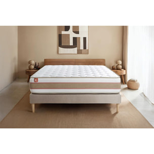 Ensemble Matelas Le Délicat - 26cm - Ressorts ensachés et mémoire de forme - Technologie hybride, fabrication responsable. - Sommier Tapissier Beige