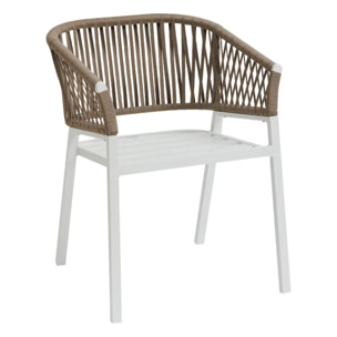 Lot de 2 fauteuils de jardin "Oriengo" taupe & blanc en aluminium et mailles tressées