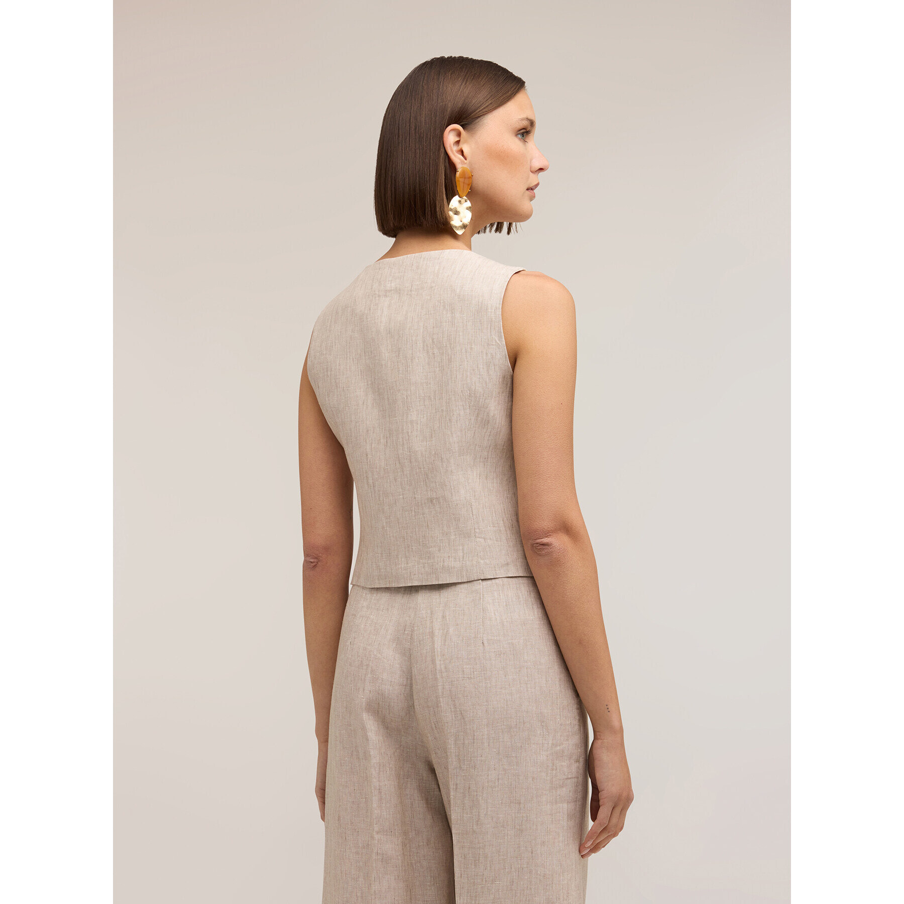 Motivi - Gilet sartoriale in lino - Beige