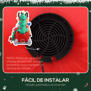 Papá Noel Hinchable con Trineo, Renos y Árbol, Inflables de Navidad con Luces LED, Decoración de Navidad para Exterior e Interior, 216x90x150 cm