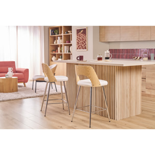 Tabourets de bar design bois et blanc H66.5 (lot de 2) FALCOM