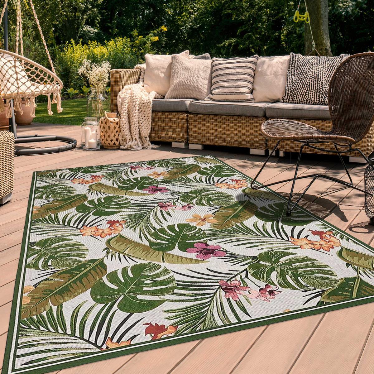 Tapis extérieur tissé kilim rectangle GADE
