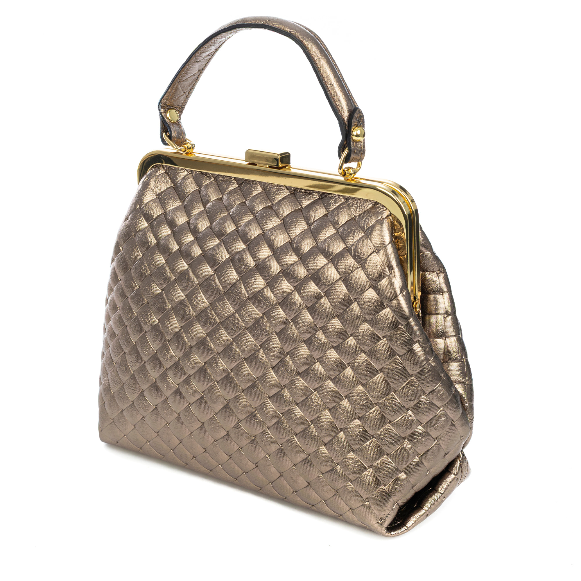 Arienzo bolso de mano mujer. Piel auténtica Gamuza con grabado entrelazado y lacada brillante.