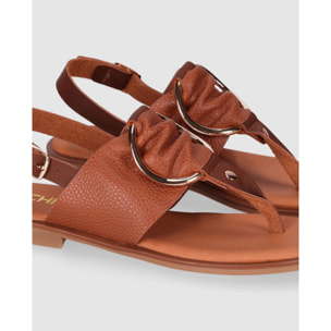 Sandalias de Piel - Cuero - Tacón: 1 cm