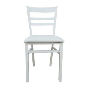 Sedia classica in legno ed ecopelle, per sala da pranzo, cucina o salotto, Made in Italy, cm 41x43h87, colore Bianco