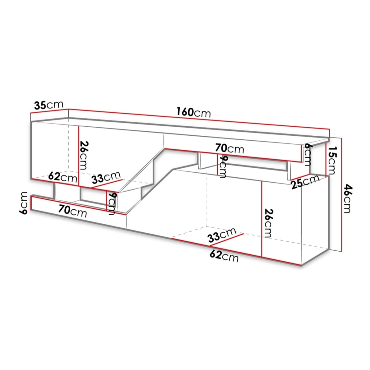 Pitt - meuble TV - 160 cm - style industriel - Bois / Blanc