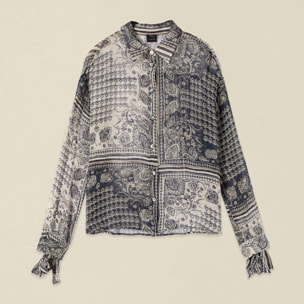 Oltre - Camicia in viscosa fantasia - Blu