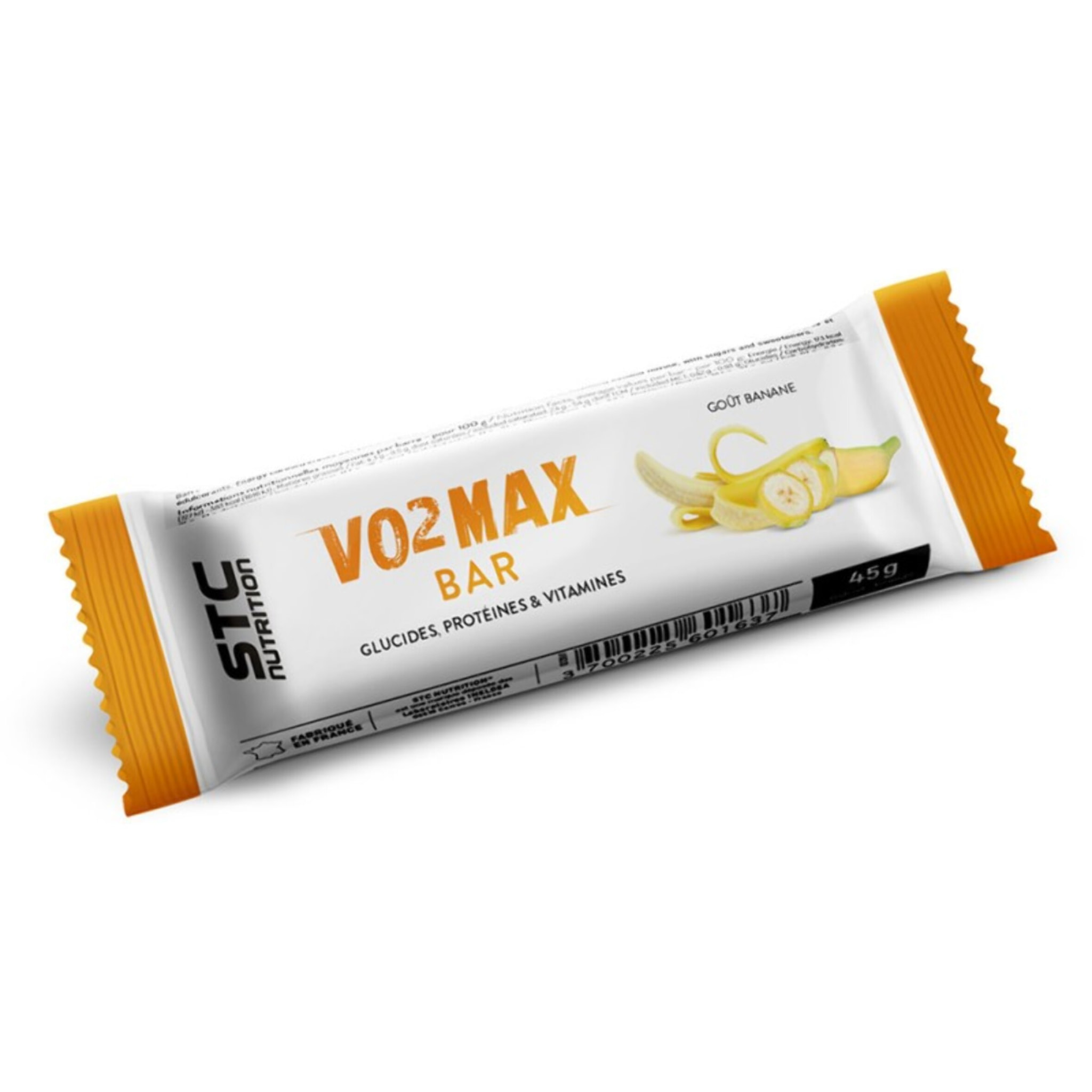 STC NUTRITION - VO2 Max Bar - Barre énergétique - Spéciale efforts longue durée - Glucides + Protéines (Whey) + Vitamines - Goût Banane, Chocolat ou Fruits Rouges - 5 barres