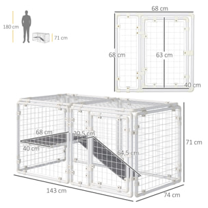 Valla Metálica para Mascotas 9 Paneles Puerta con Pestillo Rampa 68x68x2,5cm