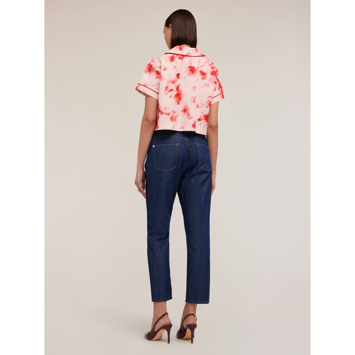 Motivi - Camisa corta estampada chiné - Rojo
