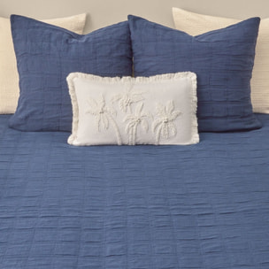 Colcha de algodón acolchada Cala color azul oscuro 100% Algodón