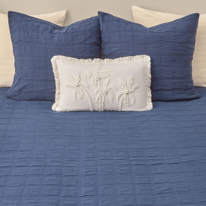 Colcha de algodón acolchada Cala color azul oscuro 100% Algodón