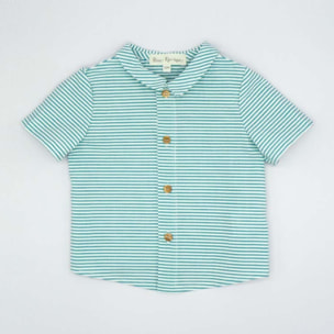 CAMISA MANGA CORTA RAYAS VERDE Y BLANCO