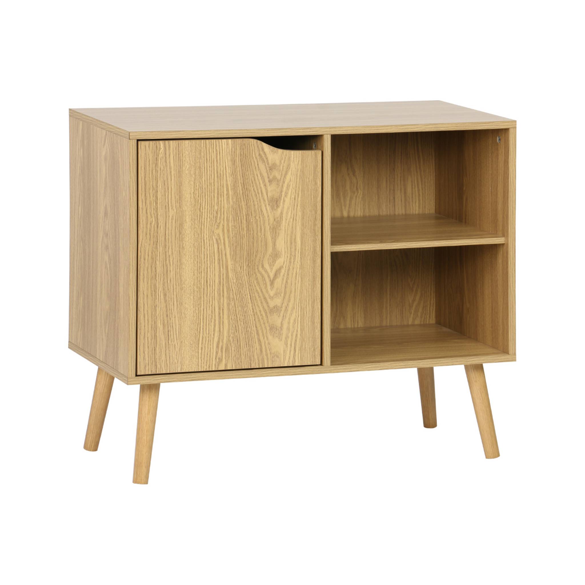 Buffet de rangement effet frêne 1 porte. 2 étagères. buffet bas. 80cm