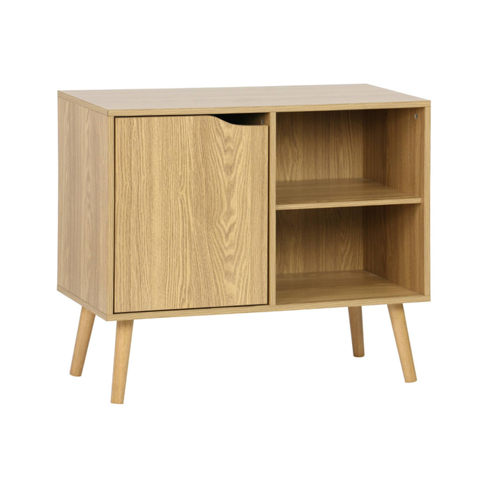 Buffet de rangement effet frêne 1 porte. 2 étagères. buffet bas. 80cm