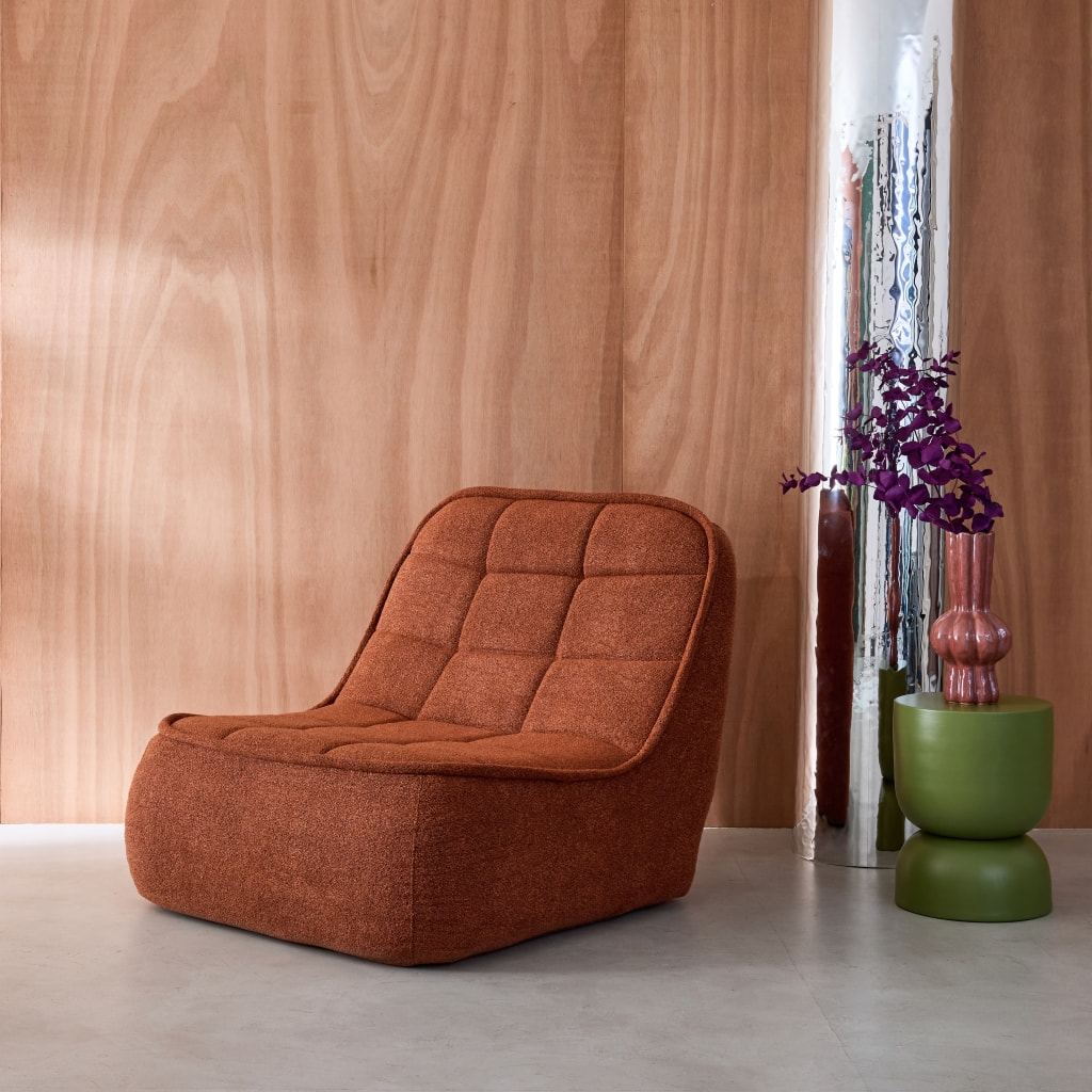 Chauffeuse bouclette texturée 1 place terracotta L 93 x P 104 x H 85cm - Boni