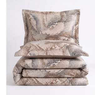 Parure housse de couette et taies oreiller 100% Satin de Coton imprimé
