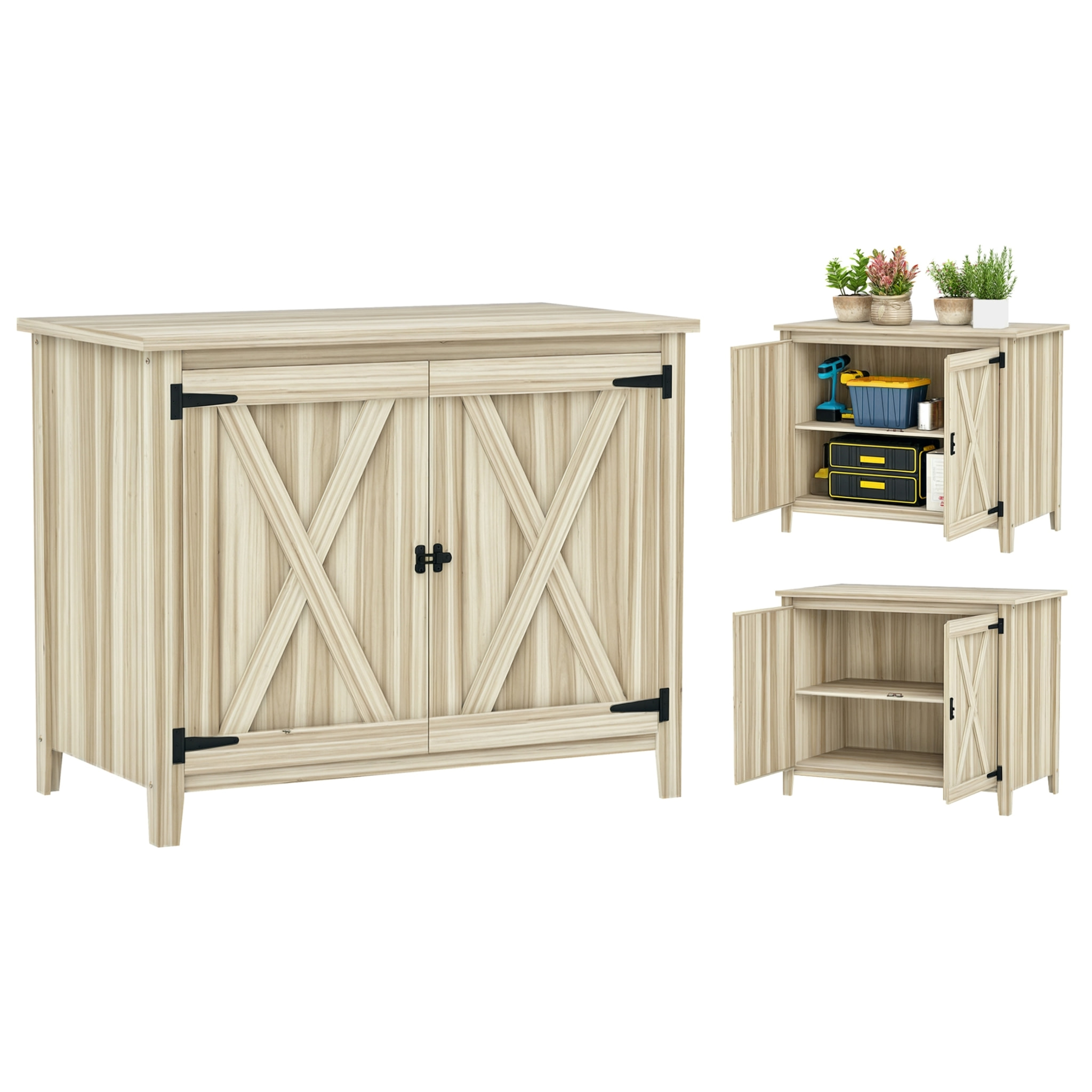 Armoire de jardin en bois 2 portes étagère 110 x 60 x 88 cm naturel