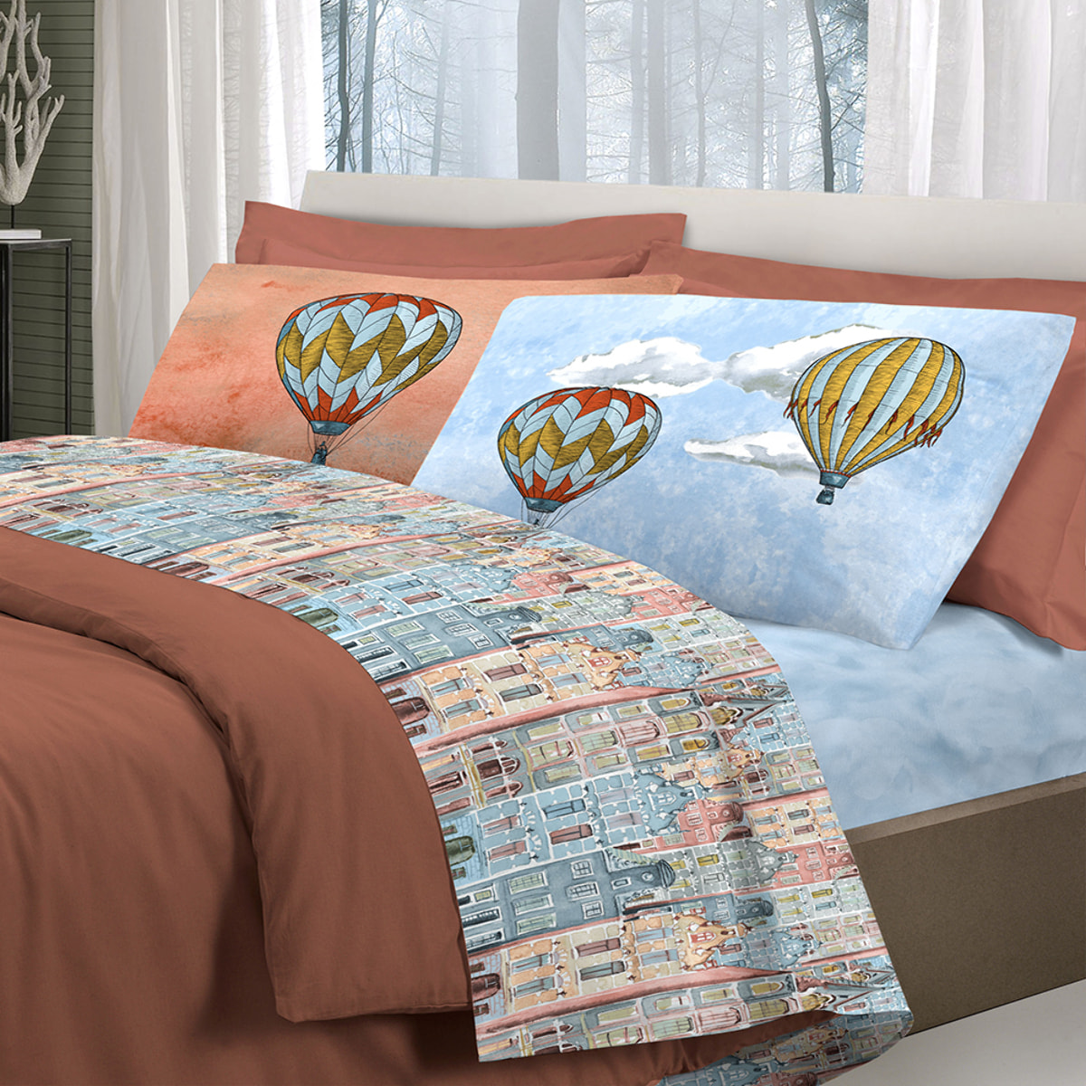 Completo letto volare arancio 100% cotone