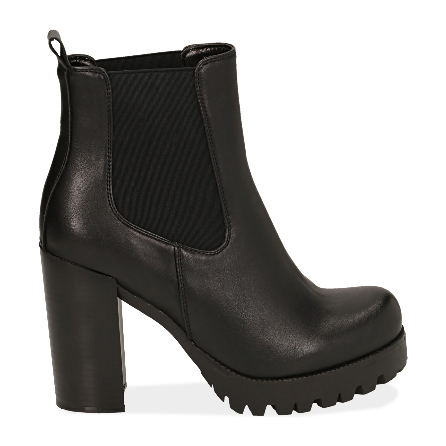 Chelsea boots neri in eco-pelle, tacco 9,5 cm