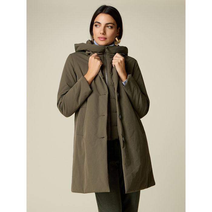 Oltre - Piumino lungo liscio - Verde militare