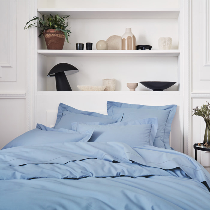 Taie d'oreiller unie en percale de coton, Made in France, ROYAL LINE , Bleu