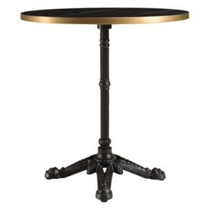 ICARE - Ensemble n°2: table bistrot D70cm en céramique marbré noir