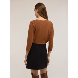 Motivi - T-shirt basic bimaterica - Arancione