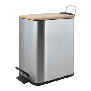Cubo de basura con pedal ERIK de 5L en color Plateado - 14x28x29cm