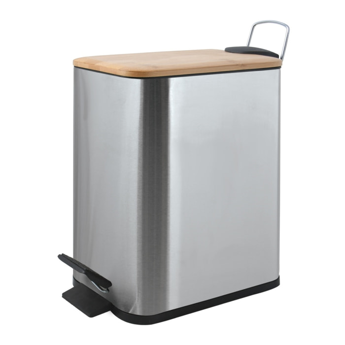 Cubo de basura con pedal ERIK de 5L en color Plateado - 14x28x29cm